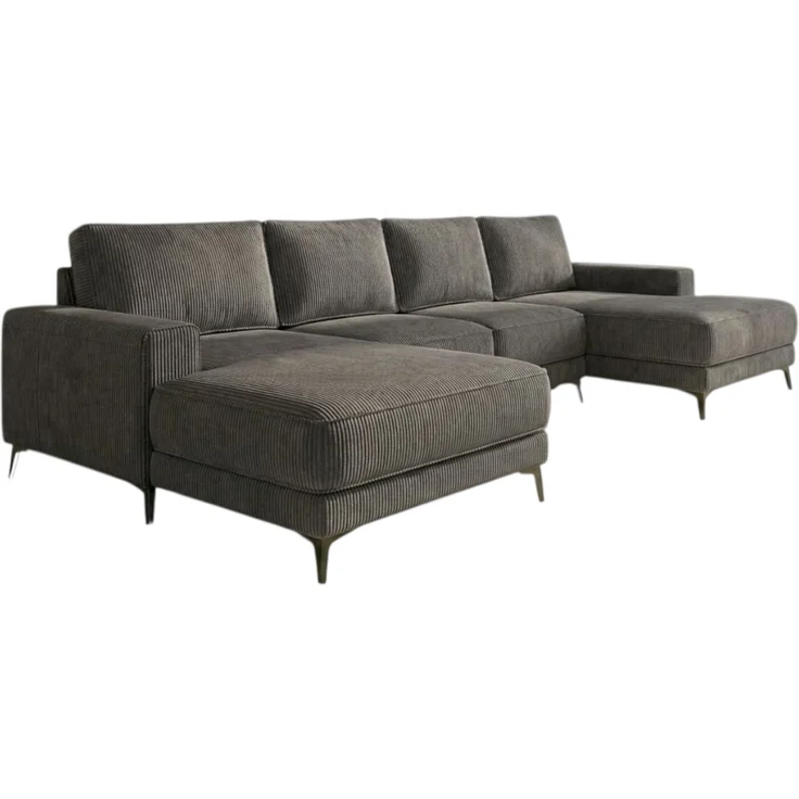 Ecksofa EINAR 362x170 cm mit Schlaffunktion, Bonellfederkern und Bettkasten, Farbe: Schwarz – Bild 2