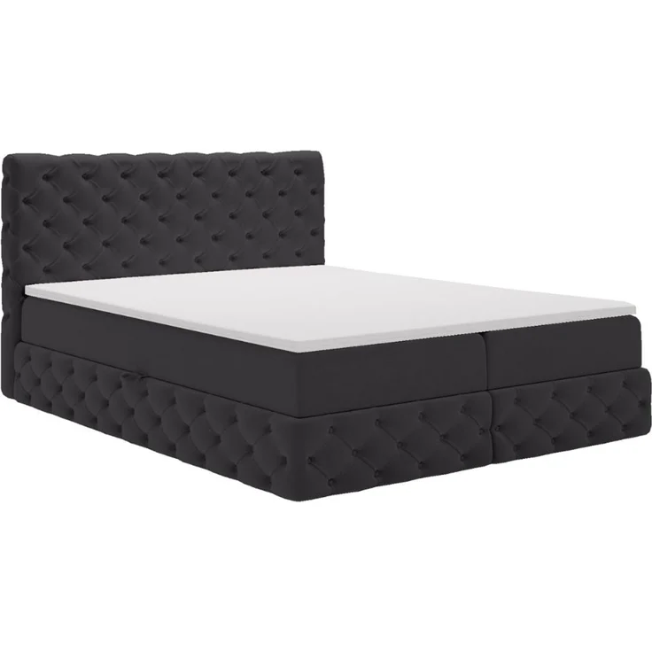 GRAINGOLD Canolo Doppelbett 180x200, Boxspringbett mit zwei Bettkästen, Glamour Stil, Velour-Stoff, Schwarz – Bild 2