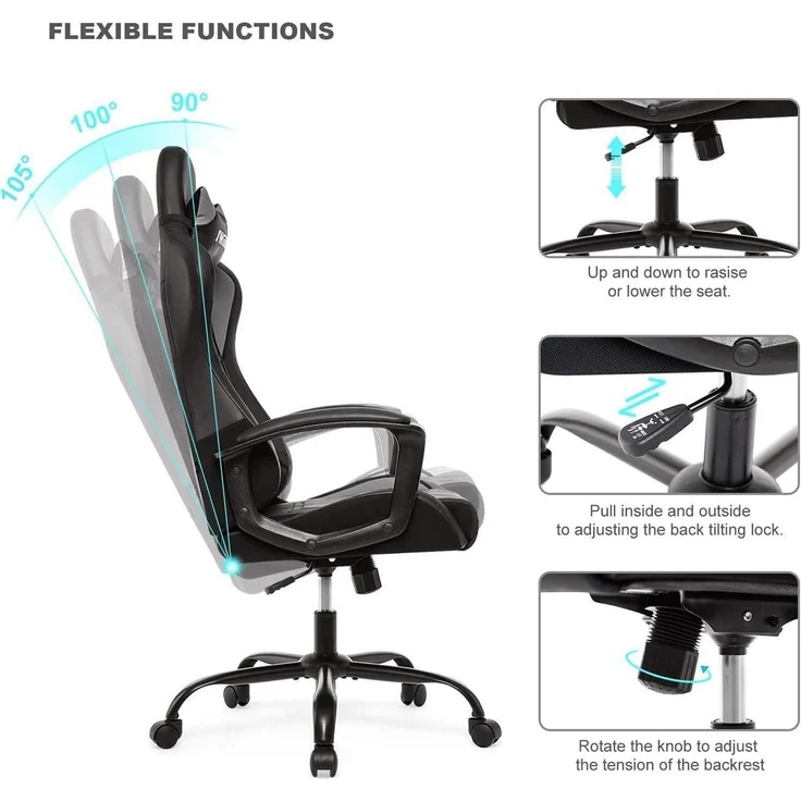 Gaming Stuhl Ergonomischer Computerstuhl Racing Stuhl mit Armlehnen – Bild 5