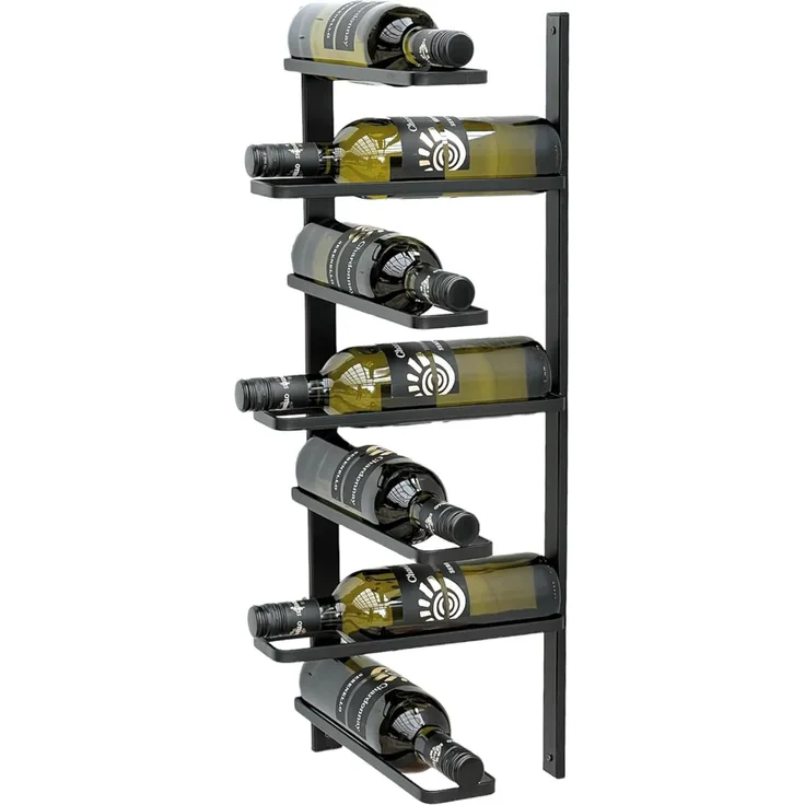 DanDiBo Weinregal Metall Schwarz Ecke Wand 2. Teilig Eckregal Flaschenregal 96326 Flaschenhalter Wandmontage Modern Wandhalter Wandregal für 7 Flaschen