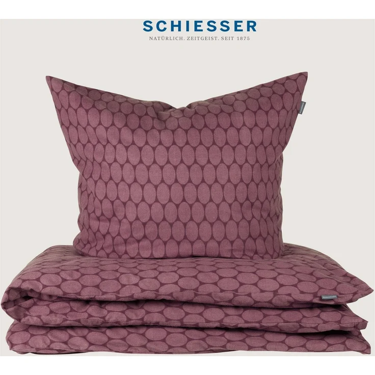 Schiesser Bettwäscheset Drops - Feinbiber - 2-teilig - 135 x 200 cm - Mauve – Bild 2