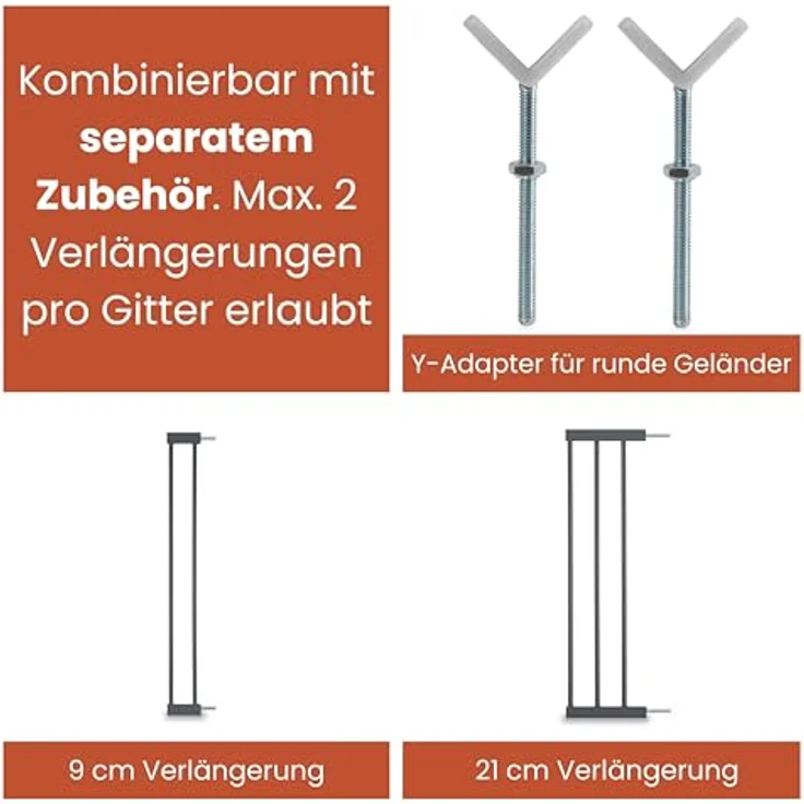 Hauck Treppenschutzgitter Türschutzgitter Clear Step Autoclose 2, für Breiten 75 - 80 cm, Ultra Flache Schwelle, Automatischer Schließmechanismus, ohne Bohren, Einhändiges Öffnen, Metall, Dunkelgrau – Bild 7
