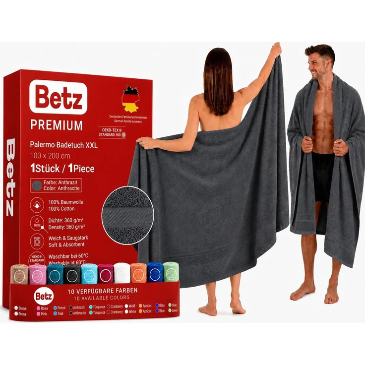 Betz Badetuch Palermo groß XXL Größe 100 x 200 cm Saunatuch, 100% Baumwolle (1 Stück, 1-St) – Bild 1