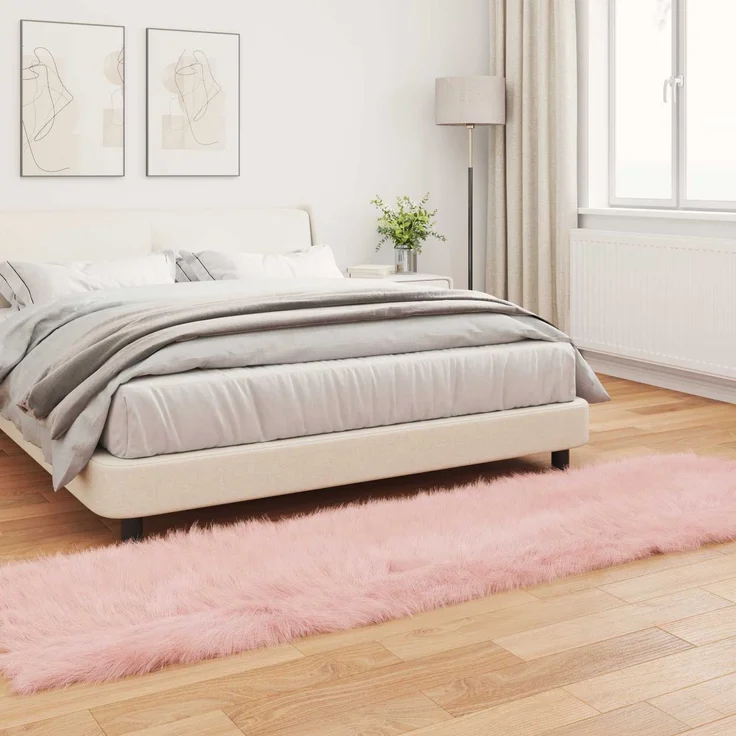 vidaXL Kunstschaffell Teppich Tafalla Rosa 80 x 250 cm Polyester 42021546 – Bild 3