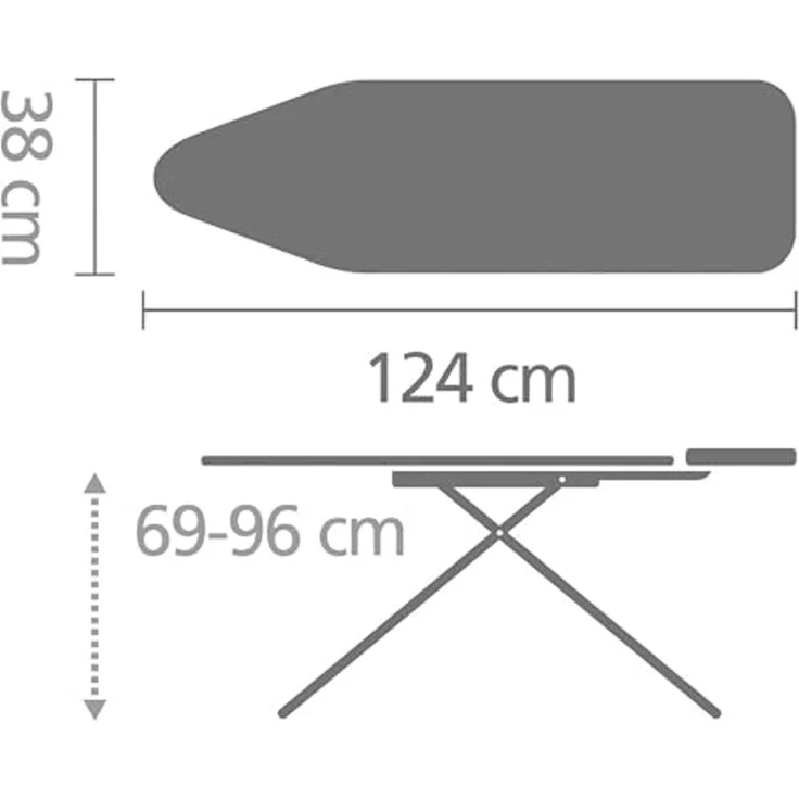 Brabantia Bügelbrett Bügeltisch B, 124 x 38 cm, Dst-Ablage Solide, Bügelfläche 124x38 cm, Fairtrade-zertifiziert – Bild 5