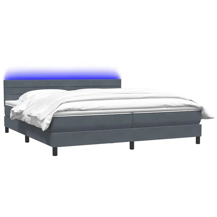 vidaXL Boxspringbett mit Matratze & LED Dunkelgrau 180x220 cm Samt 3317038 – Bild 3