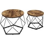 Vicco Couchtisch-Set Fyrk, Rund, Wildeiche, 2 Fächer, 50x50x40 cm, Holzwerkstoff, stapelbar