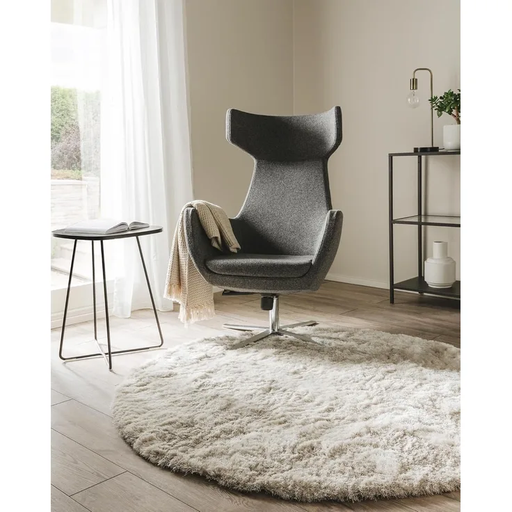 benuta Teppich Whisper, rund, Höhe: 31 mm, Hochflorteppich Wohnzimmer, Schlafzimmer, Esszimmer, Flur, Weich
