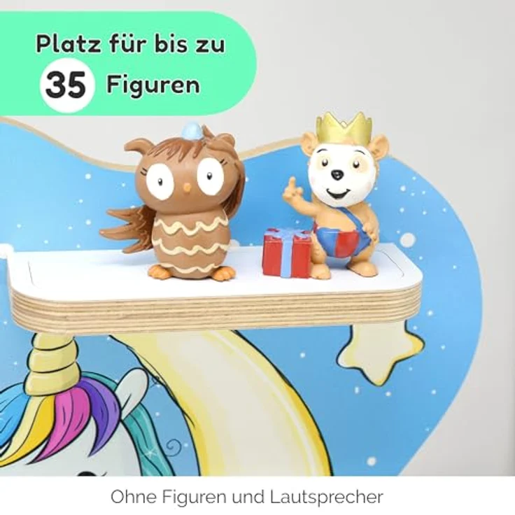 stadtecken Holzregal für Musikbox I passend für die Toniebox und ca. 35 Tonies I Perfekte Aufbewahrung im Kinderzimmer I zum Aufstellen oder Aufhängen (Nachteule) – Bild 5