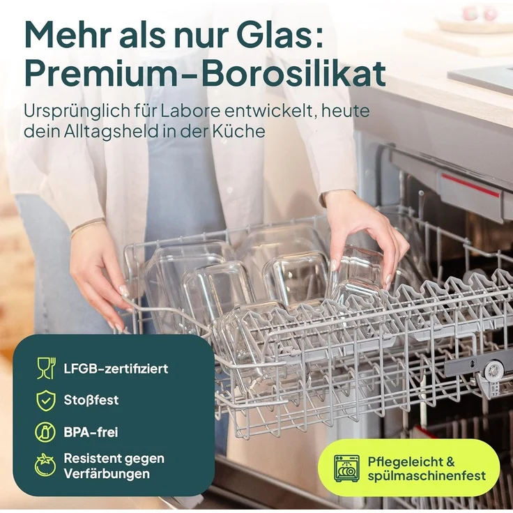 uandu home Frischhaltedose Glasbehälter mit Deckel, Frischhaltedosen Glas mit Deckel, (glasdosen mit deckel set, glas tupper mit deckel, glass food container, frischhaltedosen mit deckel glas, glasdose mit deckel, Borosilikatglas mit Deckel, Meal prep ... – Bild 5