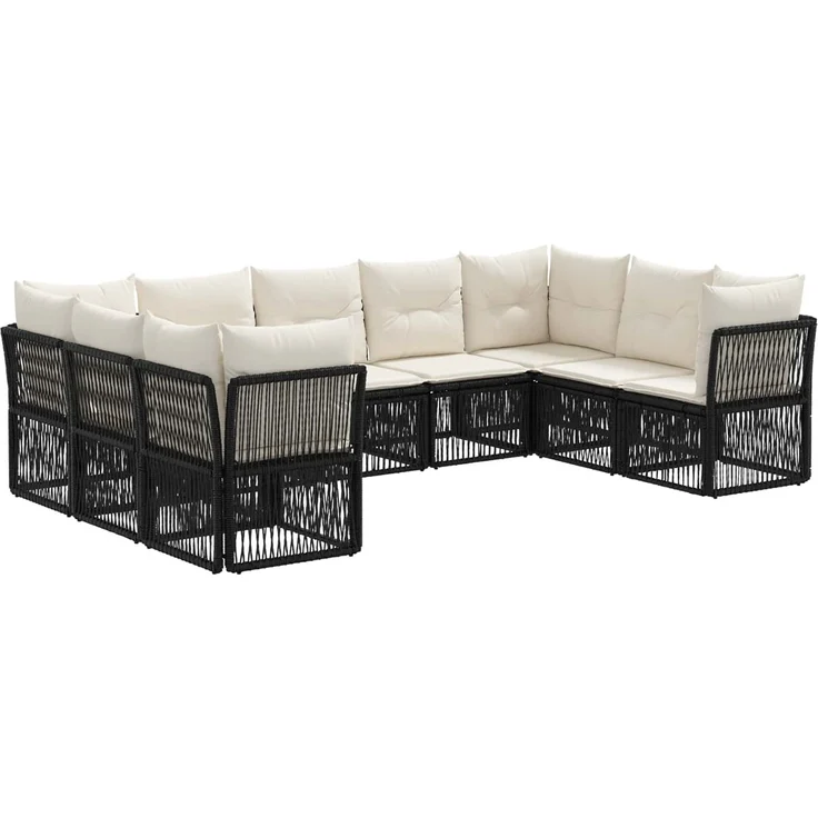 vidaXL Gartensofa-set 9 stk. 9-Sitzer Schwarz Poly-Rattan 3434338 – Bild 2