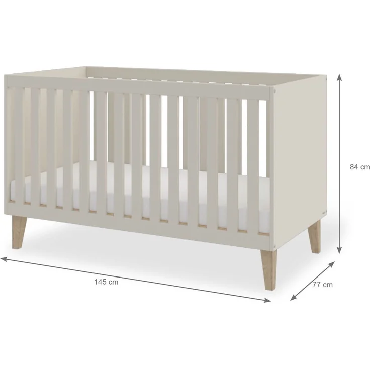 Pinolino 'Tami' Kinderzimmer-Set, breit groß, 3-tlg., Gitterbett, Wickelkommode, Schrank, Holz Beige – Bild 3