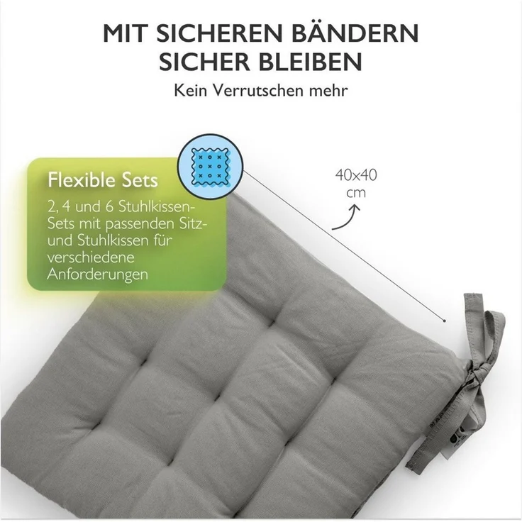 etérea Himmlische Qualität Sitzkissen etérea Sitzkissen Stuhlkissen Basic Auflage und – Bild 4