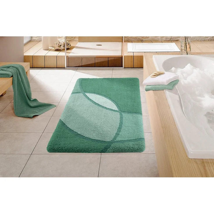 Kleine Wolke Badematte Kent, Höhe 20 mm, rutschhemmend beschichtet, fußbodenheizungsgeeignet, Polyacryl, rechteckig, Badteppich, modernes Design, Hoch-Tief Effekt, waschbar – Bild 1