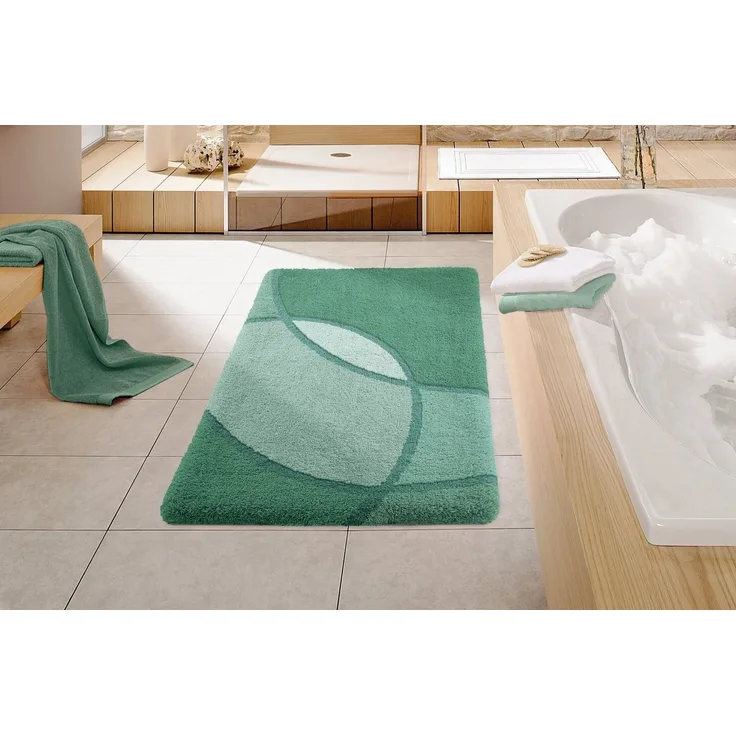 Kleine Wolke Badematte Kent, Höhe 20 mm, rutschhemmend beschichtet, fußbodenheizungsgeeignet, Polyacryl, rechteckig, Badteppich, modernes Design, Hoch-Tief Effekt, waschbar
