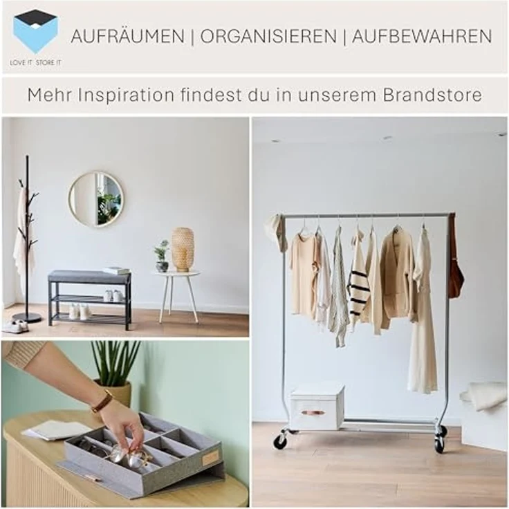 Love IT Store IT Loft Schuhbank mit Sitzfläche - Schmales Schuhregal mit Sitzbank und 2 Ablagen - Einfacher Aufbau - Schwarz/anthrazit - 80 x 31 x 50 cm – Bild 7