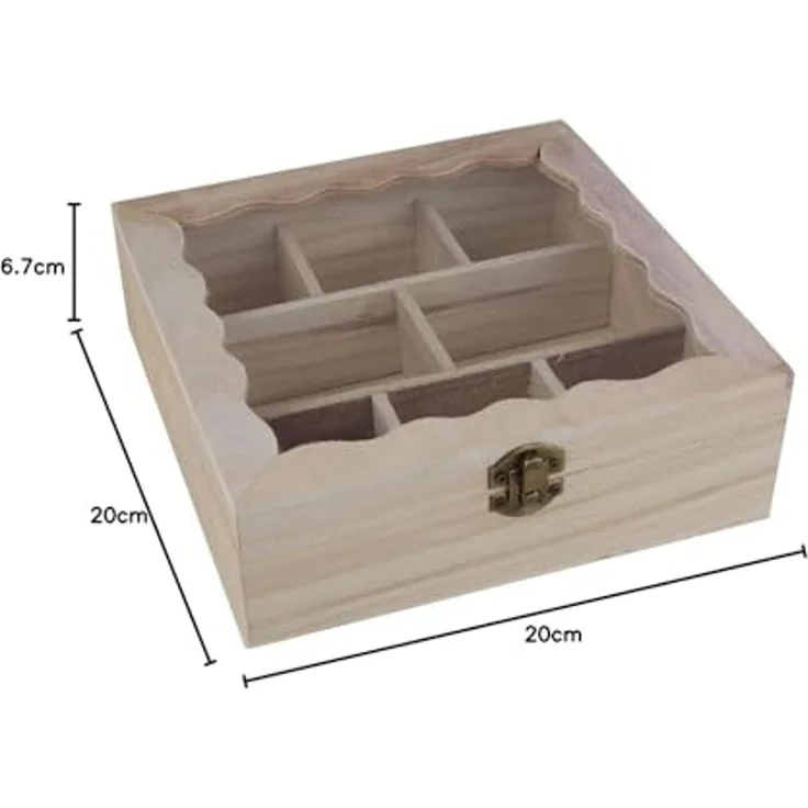 Teebox Holz 8 Fächer Teebeutelbox Teedose Kasten Teeaufbewahrung Verriegelung – Bild 4