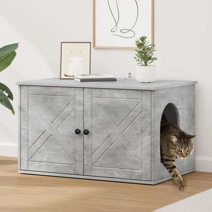 vidaXL Katzenhaus Beton 85 x 55 x 50 cm Holzwerkstoff 8000728