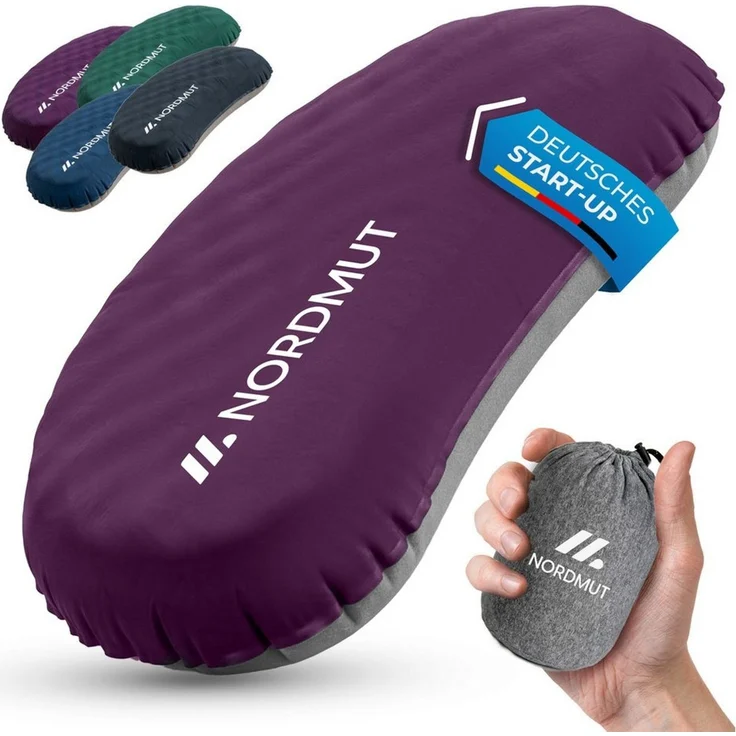 Nordmut Reisekissen aufblasbar & ergonomisch für Camping & Outdoor, kompakt & ultraleicht, Spar-Set, 1-tlg, Nordmut Rago + Kompressionsbeutel, Trekking, Schlafkissen für Nacht, waschbarer Bezug, Kompressionsbeutel – Bild 1