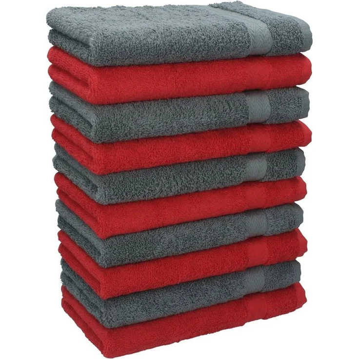 Betz Gästehandtücher 10 Stück Premium 30x50 cm Farbe rot und anthrazit, 100% Baumwolle (10-St) – Bild 1