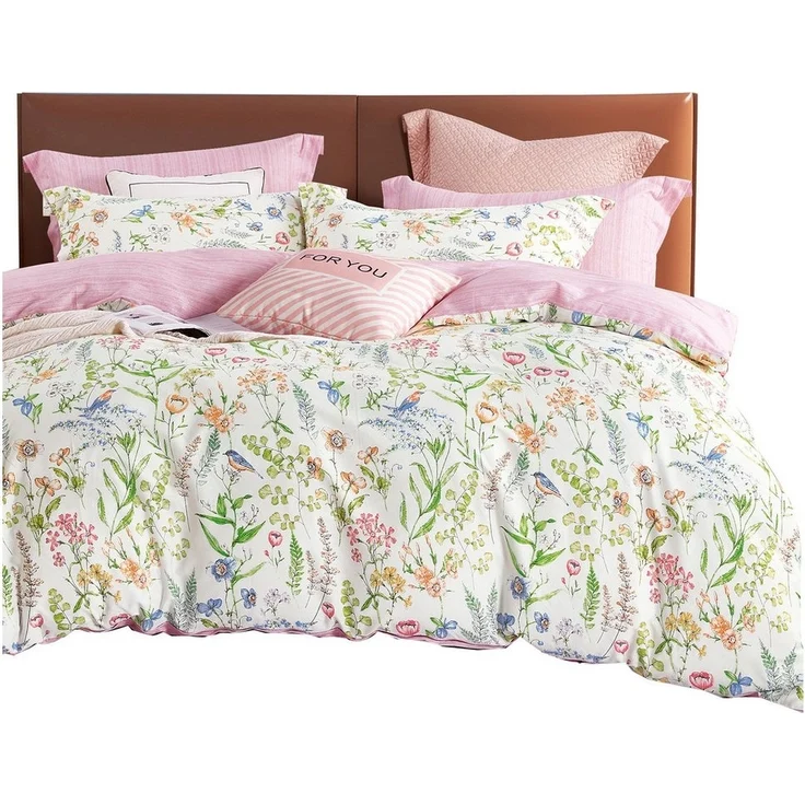 KEAYOO Bettwäsche HXM, 2 teilig, Rosa Blumenmuster Bettwäsche Baumwolle mit Reißverschluss – Bild 5
