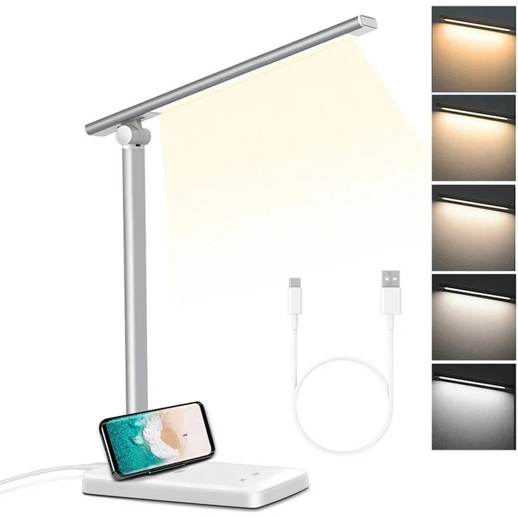 Fine Life Pro LED Schreibtischlampe LED Dimmbare Tischleuchte 15W Tischlampe, Augenschutz-Modus, LED fest integriert, USB-Anschluss – Bild 1