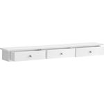 Schwebendes Wandregal mit 3 Schubladen, Flurregal, 80 x 15 x 10 cm, Wohnzimmer, Schlafzimmer, Küche, Hochglanzlackierung