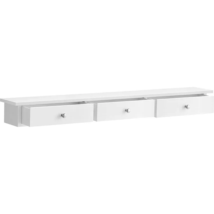 Schwebendes Wandregal mit 3 Schubladen, Flurregal, 80 x 15 x 10 cm, Wohnzimmer, Schlafzimmer, Küche, Hochglanzlackierung