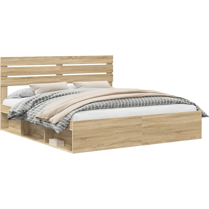 vidaXL Bettrahmen Sonoma 180 x 200 cm Massives Kiefernholz 3411385 – Bild 1