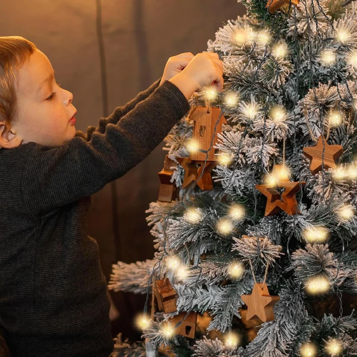 SALCAR 0,6m Christbaumbeleuchtung mit Ring und 8 Girlanden, 48er LED Überwurf Lichterkette Weihnachtsbaum Wasserdicht Weihnachtsbeleuchtung für 60cm, 90cm, 120cm, Tannenbaum - Warmweiß – Bild 5