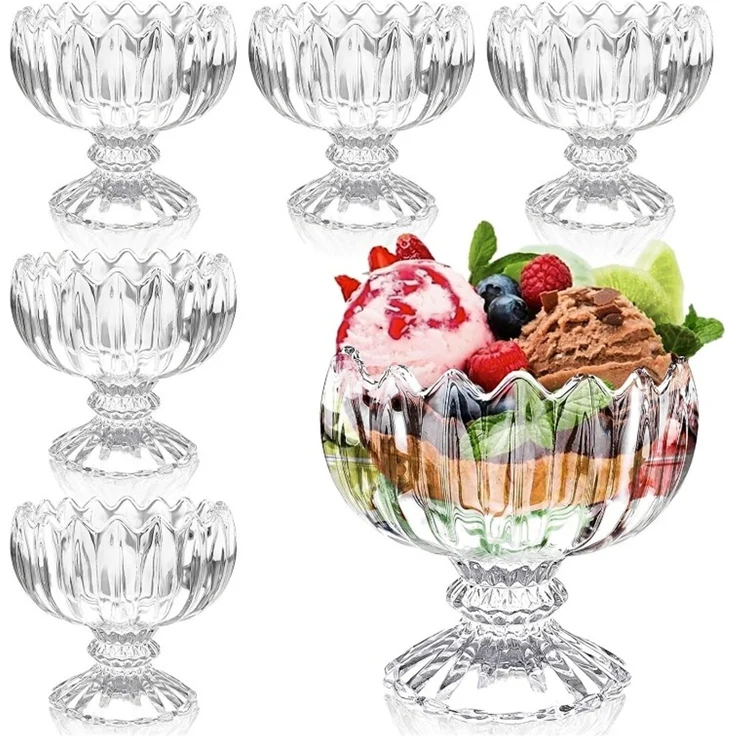 6er-Set Glasschalen 200ml, Lotus-Design - Perfekt für Desserts & Snacks – Bild 9
