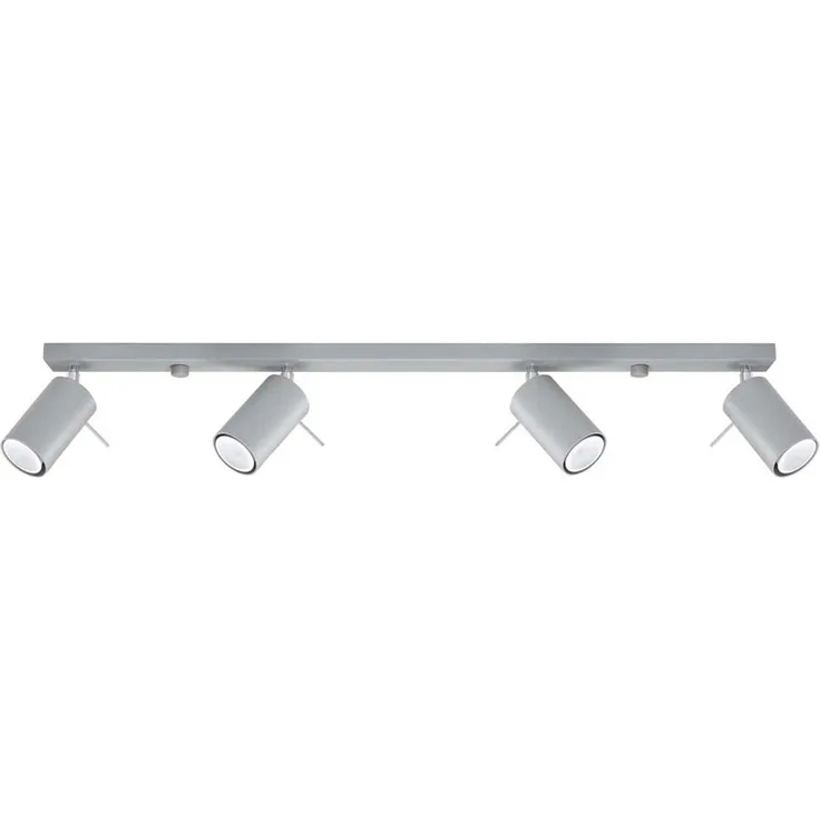 Deckenleuchte, Grau, Stahl, bewegliche Spots, L 80 cm