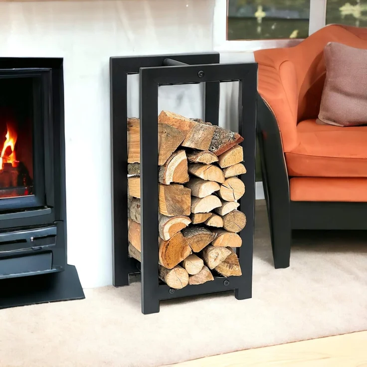 DanDiBo Kaminholzregal Innen Metall Schwarz Stehend Kaminholzständer 96467 Kaminholzhalter Brennholzregal Feuerholzregal – Bild 3