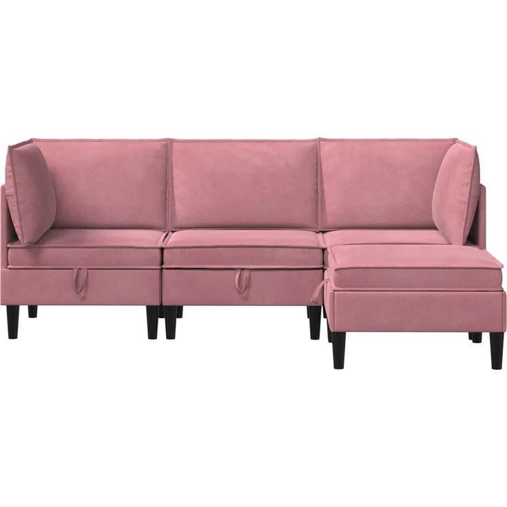 vidaXL Wohnzimmergarnitur mit Kissen mit Speicher 4 pcs Rosa Samt 3413745 – Bild 7