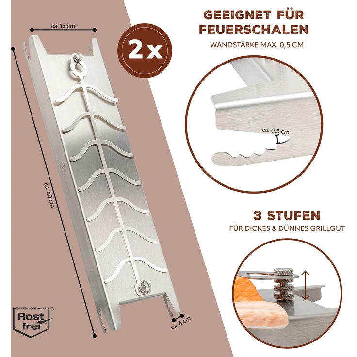 eluno Flammlachshalter für 3 Stufen aus Edelstahl, ca. 16 x 60 x 4 cm (B/H/T) – Bild 7
