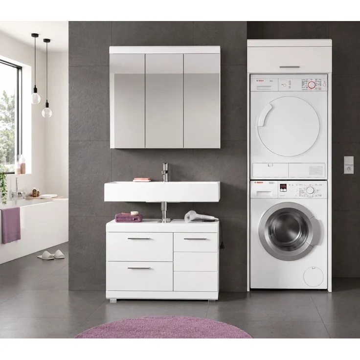 Waschmaschinenschrank Shawn in weiß Hochglanz 66 x 200 cm – Bild 6