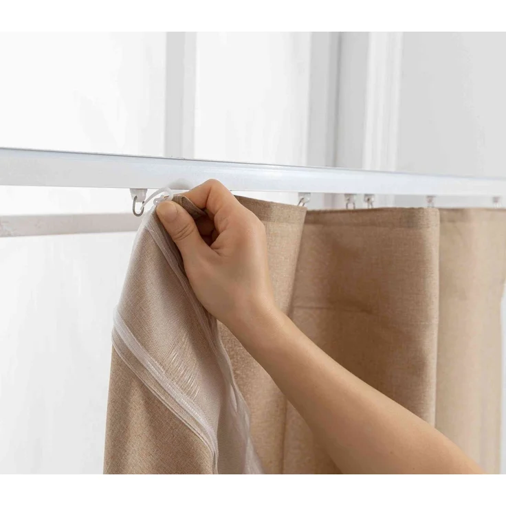 Gardinenbox Vorhang (3 St), Multifunktionsband, blickdicht, Cationic, 2 Vorhänge Leinenoptik, 1 Gardine Voile Batist 2025100-110S1 – Bild 3