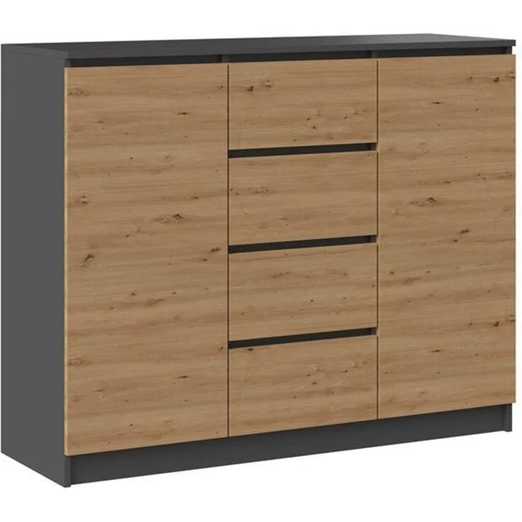 ibonto Nachtkommode Sideboard mit 4 Schubladen & 2 Türen für Schlafzimmer, Wohnzimmer