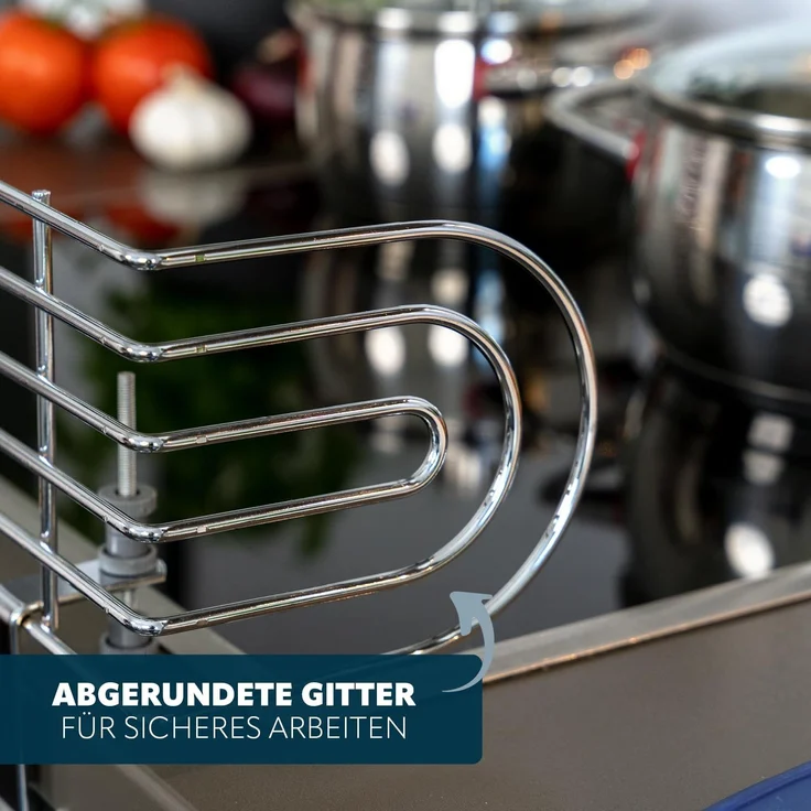 bremermann Herdschutzgitter zum Klemmen // für Herde bis 60 cm Breite // Kochstellenschutz (Chrom) – Bild 4