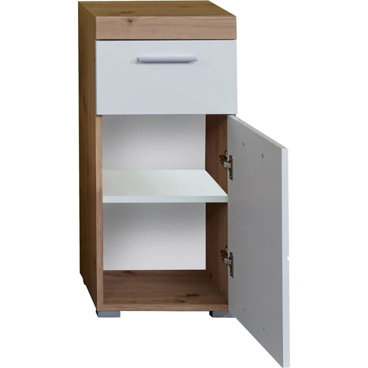 Trendteam 'Amanda' Midischrank, Holz, 79 x 31 x 37 cm, Weiß/Eiche – Bild 2