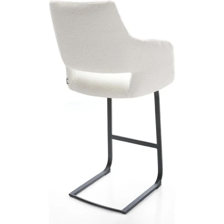 Barstuhl Yago-Flex Bouclé Creme-Weiß Freischwinger Flach Metall Schwarz Taschenfederkern – Bild 6