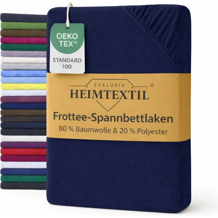 EXKLUSIV HEIMTEXTIL Frottee Spannbettlaken Premium 120 x 200 cm Navyblau 80% Baumwolle 20% Polyester Öko - Tex Zertifiziert Bed-Sheet Bettlaken Spannbetttuch