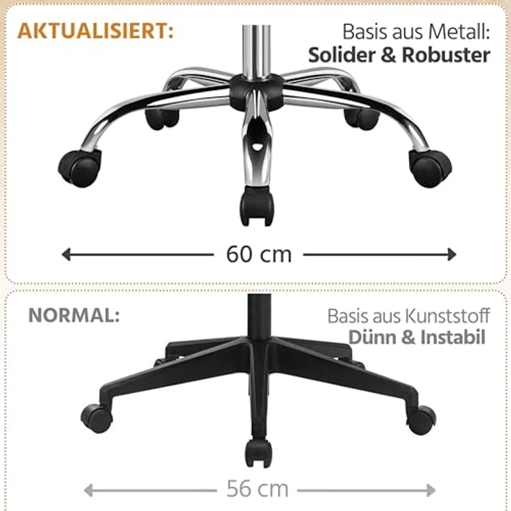 Yaheetech Bürostuhl ergonomischer Schreibtischstuhl, Drehstuhl mit Rollen, Bürohocker mit Armlehnen, Arbeitsstuhl mit Rückenlehne, Chefsessel Belastbar bis 130kg, Rostbraun – Bild 9