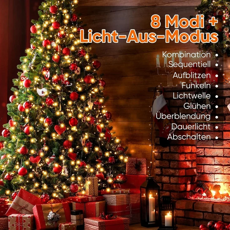 Salcar LED-Lichterkette LED Lichterkette Weihnachtsbaum mit Ring weihnachtsbaumbeleuchtung, Fernbedienung 2m mit 12 Girlanden 420 LED für 150cm - 240cm Tannenbaum – Bild 2