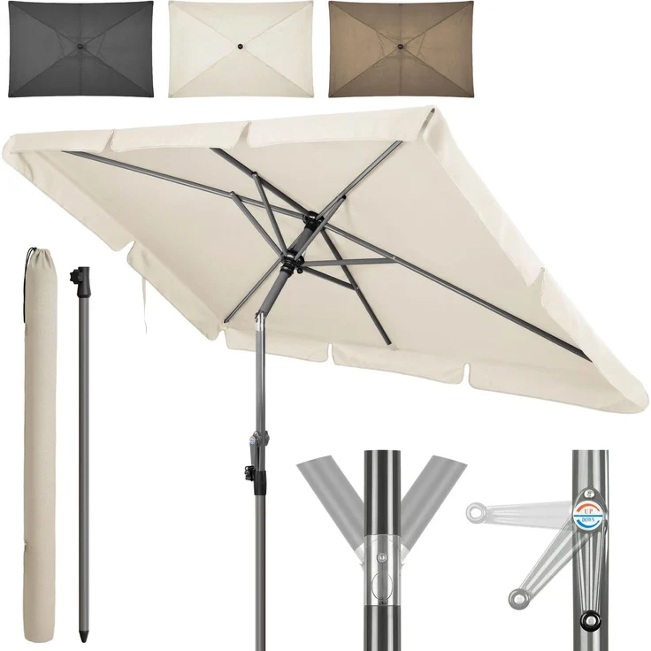 4smile SunnyShade Sonnenschirm Balkon Roma mit Kurbel, Sonnenschirm rechteckig 210x140 cm, Sonnenschutz Balkon mit UV 50+, Balkonschirm mit Schutzhülle, knickbar und höhenverstellbar, Beige