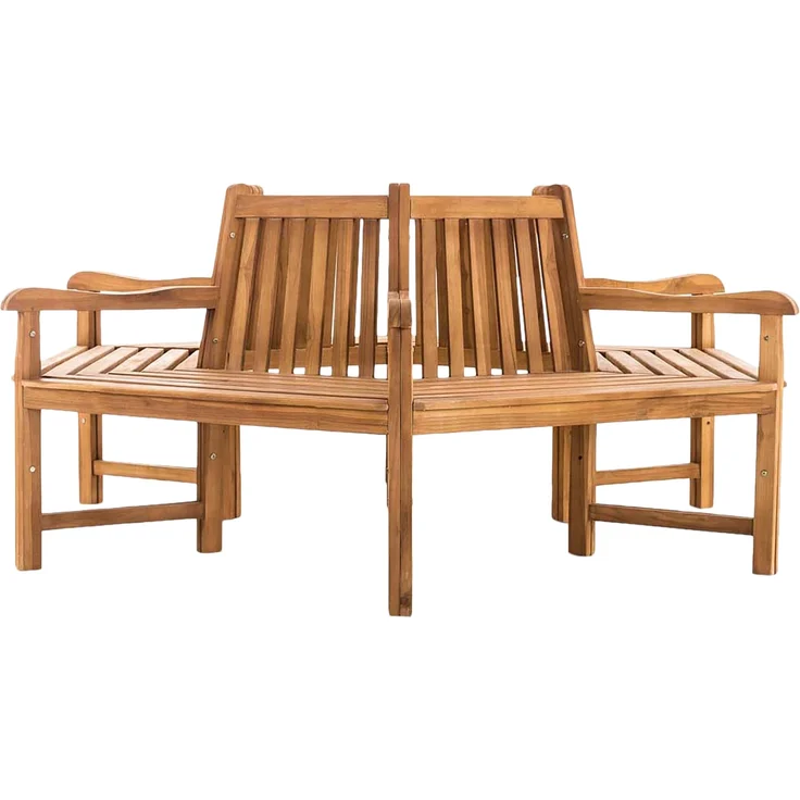 Baumbank NEBEL - Holz Teak 200x200x90 cm | Kreisrunde Sitzbank Mit Lehne Baumbank Gartenbank Für Baum – Bild 1