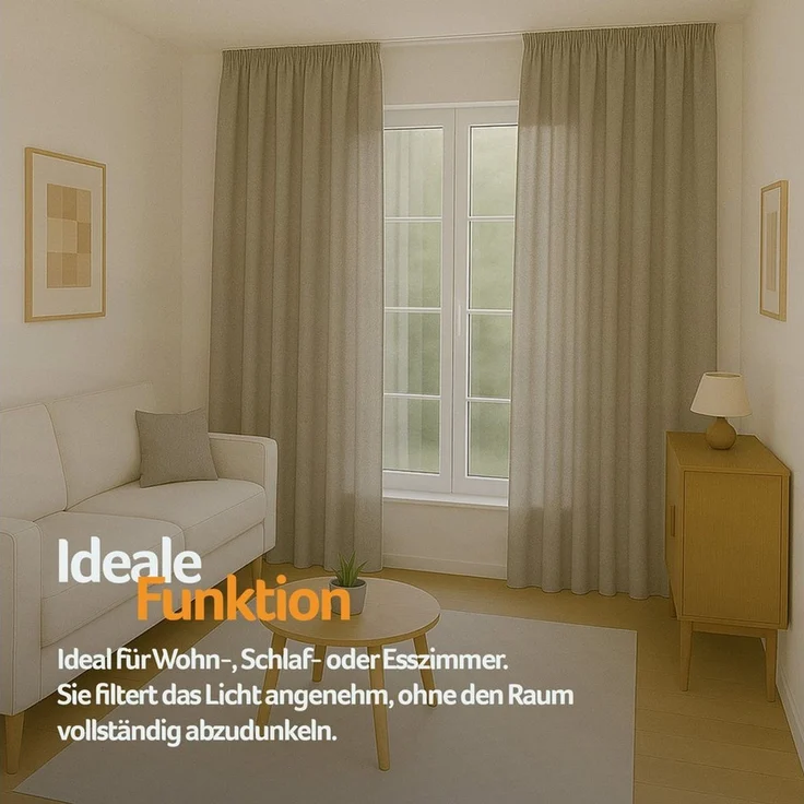 Bestlivings Gardine "Ellen" mit Universalband (2 St), Kräuselband, blickdicht, in moderner Satin-Optik, einfarbig, modern, waschbar bei 30°C – Bild 4