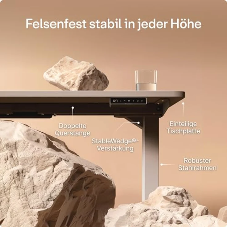Höhenverstellbarer Schreibtisch - Höhenverstellbar Elektrisch mit Flüsterleisem Dual-Motor & Touchscreen - Hohe Tragfähigkeit - Stehtisch von Desktronic, Grau + Grau, 140x70 cm – Bild 5