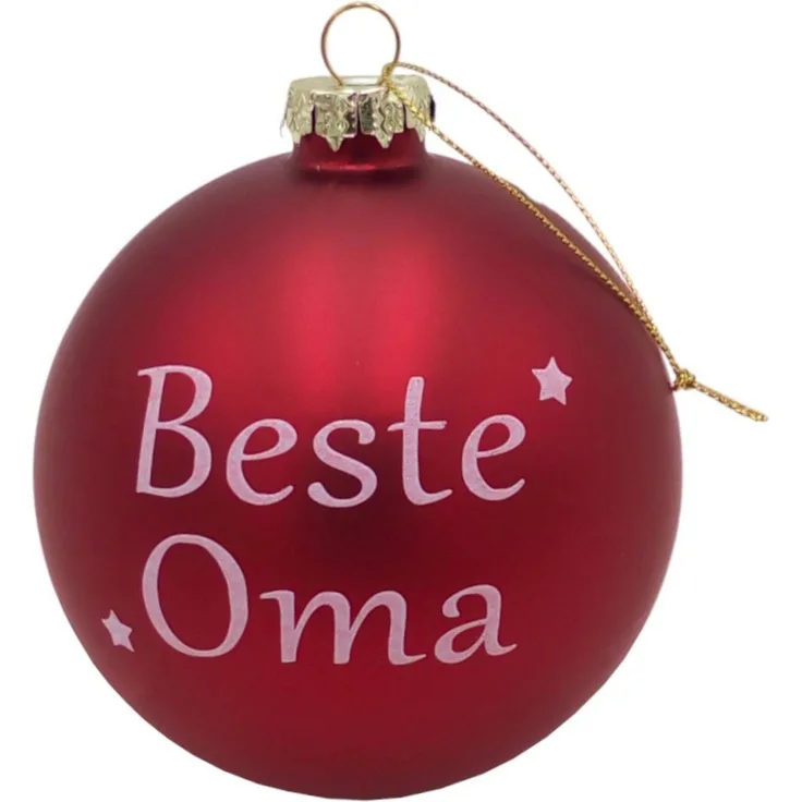 BURI Glas-Weihnachtsbaumkugeln rot mit Spruch ∅ 10cm Christbaumschmuck Weihnachtsdeko