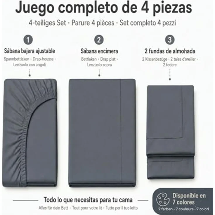 Degrees Home Premium – Bettlaken Set 4-teilig aus Gebürsteter Mikrofaser (180x200) – Spannbettlaken, Bettlaken & 2 Kissenbezüge 50x80, Oeko-Tex Zertifiziert, Extra Weich & Pflegeleicht – Bild 2